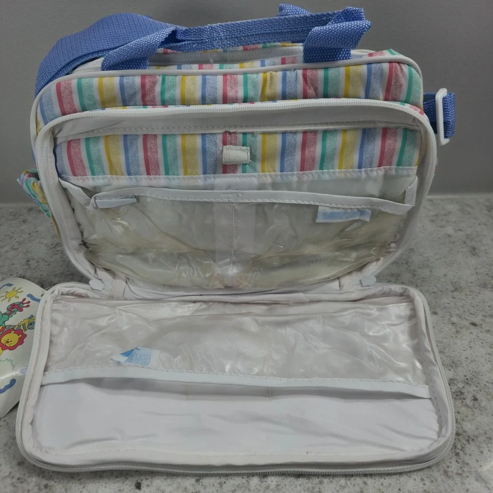 Vintage Evenflo Insulated Diaper Bag Pastel Rainbow Stripe Animal Pacesetter NWT